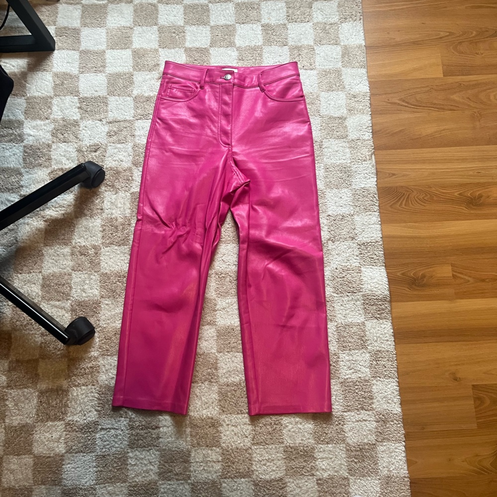 Wilfred x Aritzia "Melina" Vegan Leather Pants in Vital Pink - Picture 3 of 3